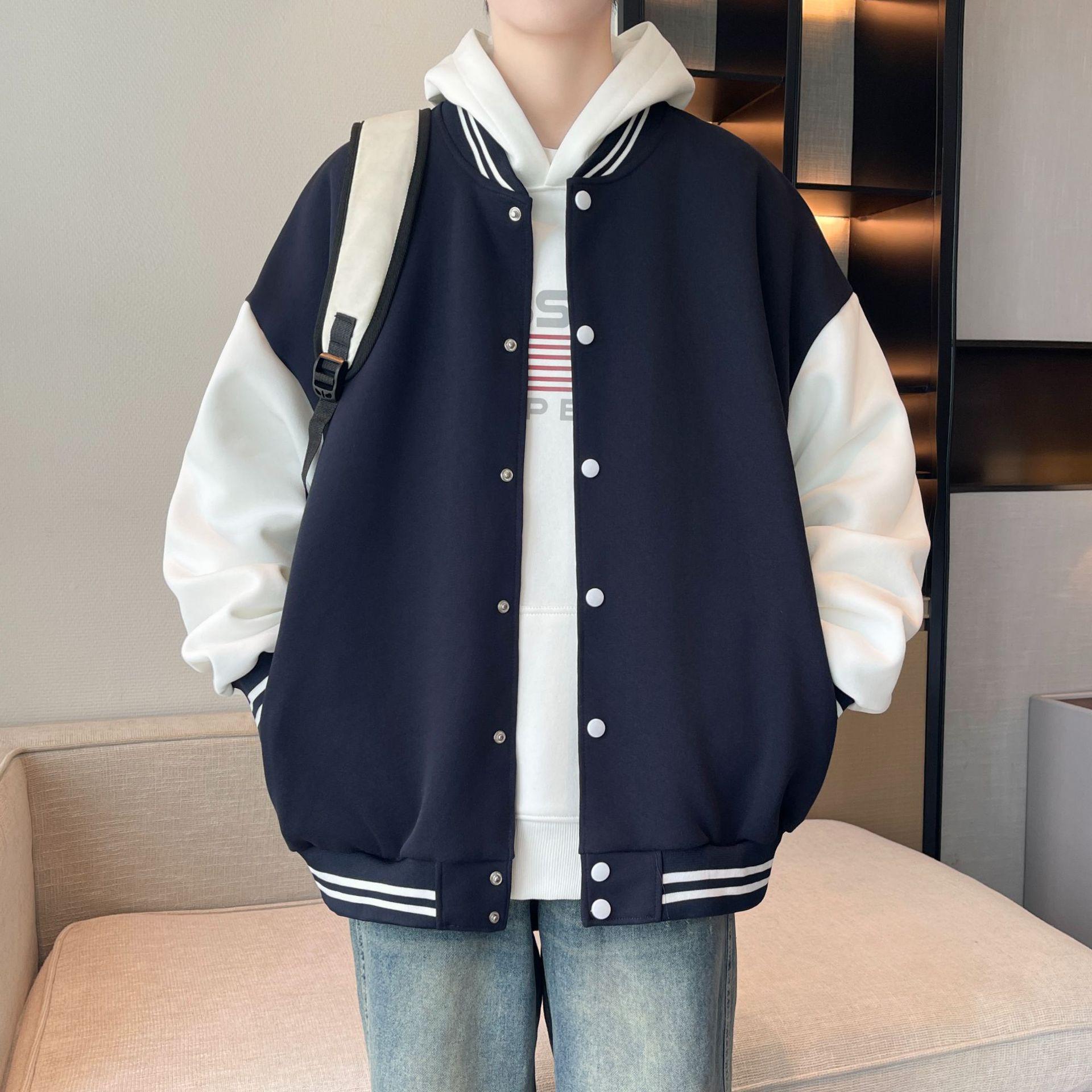 Men s Velvet-Lined Casual Cardigan: Trendy Autumn Winter Jacket - Stylish American Baseball Style for Couples M