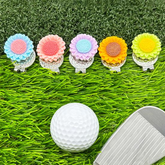 Magnetic Golf Ball Marker with Hat Clip Sunflower Shape Magnet Ball Marker Cap Clip Set for Men Women Golfers Bags Belts Visors Accessories