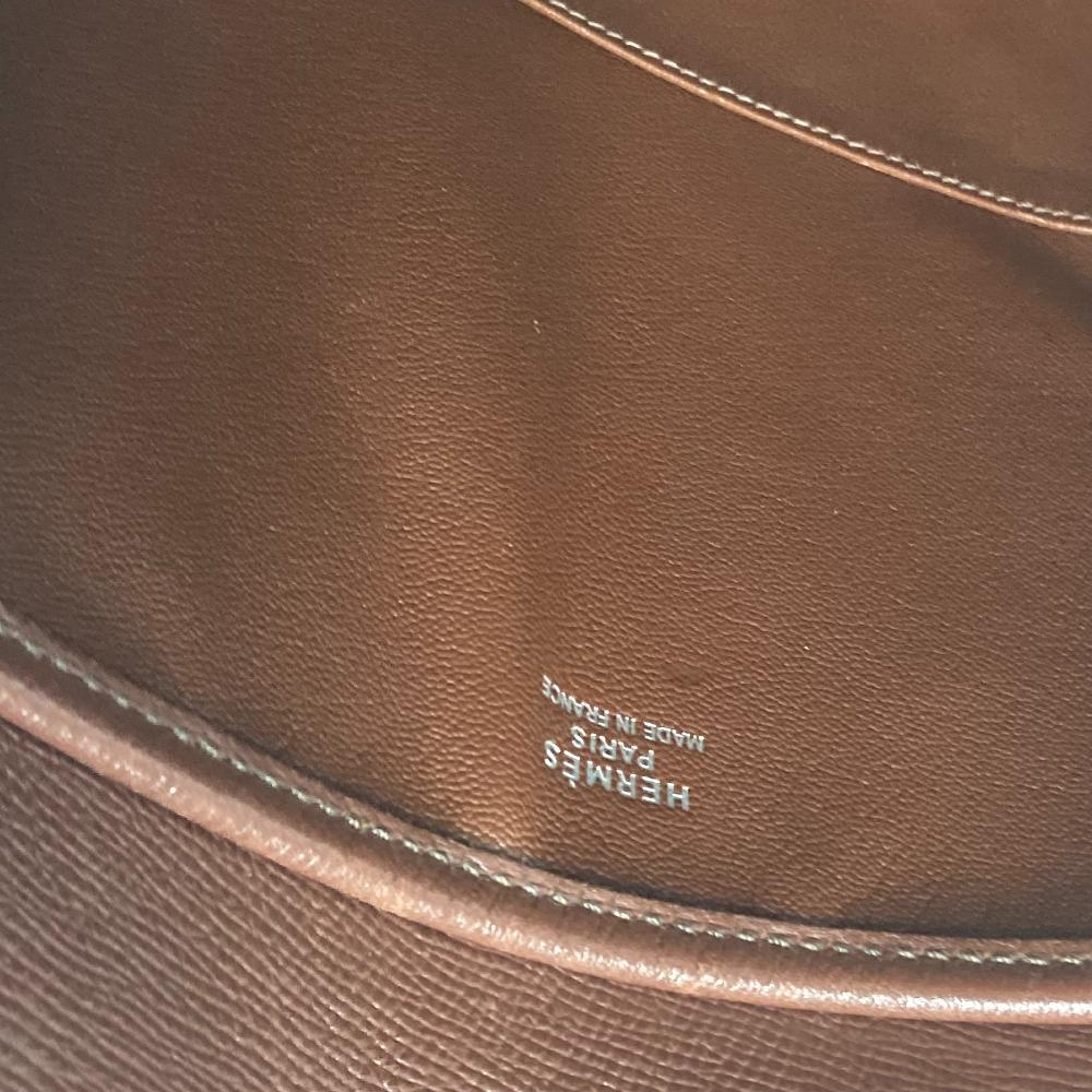 HERMES Christie Rhone bag flap Shoulder Bag Leather Brown/SilverHardware