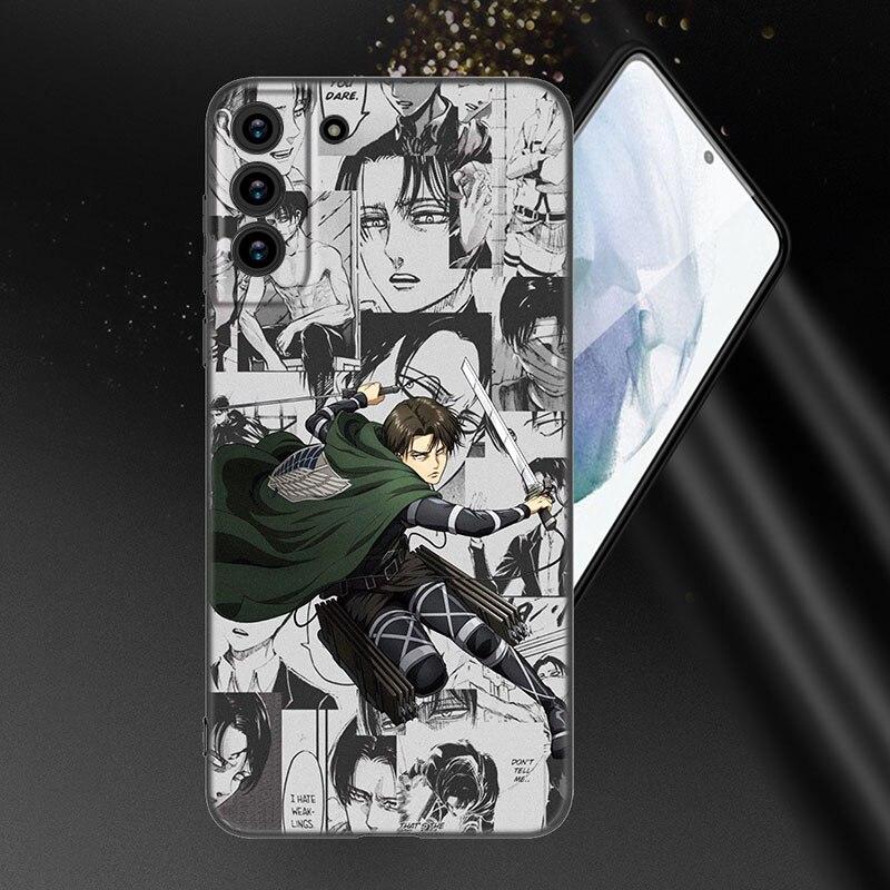 Anime Attack On Titan Handyhülle für Samsung Galaxy S20 S21 FE S22 Ultra S10 Lite S10E S9 S8 Plus S7 Edge Weiche TPU Schwarze Hülle