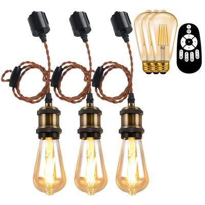 ANWIO 3-Piece Pendant Light Set for Wired Duct Rails, 600LM, 6W (60W Equivalent), Remote Control Included, Stepless DimmingColor Adjustment, Nordic