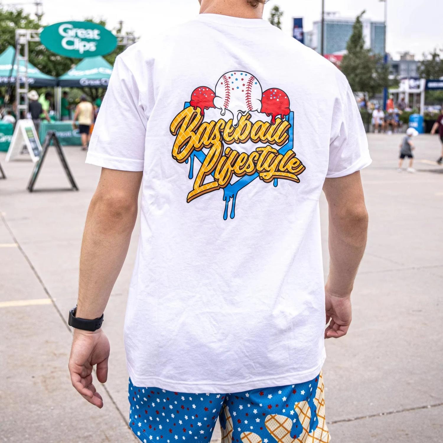 

2026 New Baseball Ice Cream Print Cotton T-Shirt for Men and Women Breathable Parent-child Fit Fashion Streetwear Casual T-Shirt S чёрный