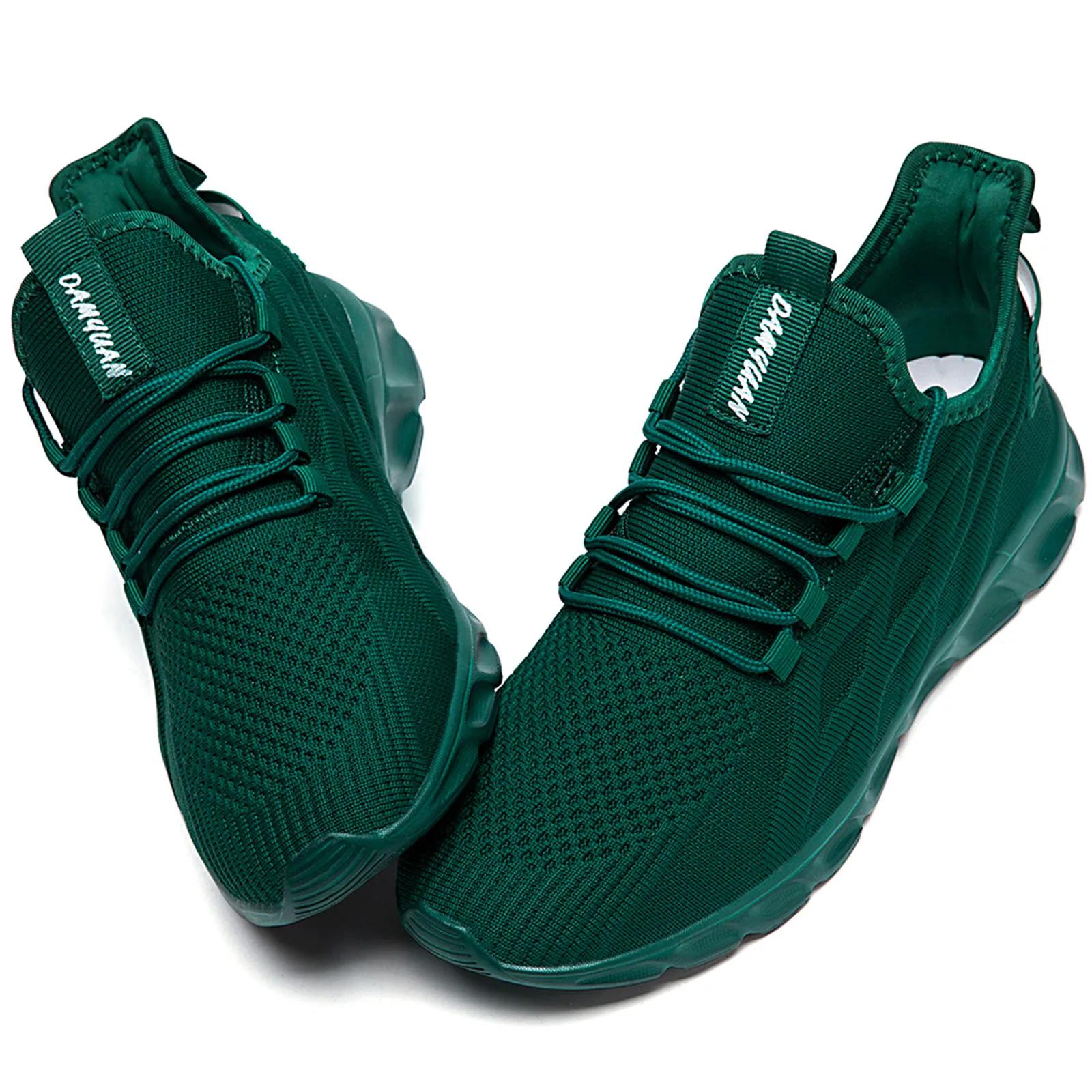 

Новая мужская обувь с сеткой, повседневная обувь на шнуровке, мужские кроссовки, дышащая легкая обувь, удобные спортивные кроссовки Zapatillas Hombre 39 темно-зеленого