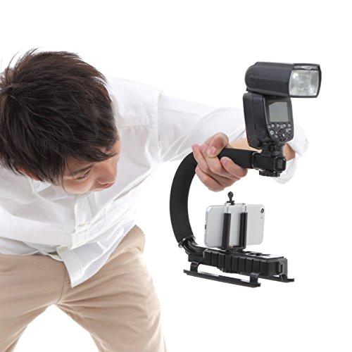 R-STYLE Stabilizer Handle Grip with Smartphone Clip for Low-Angle Photography of Children, Pets, and More (Black)