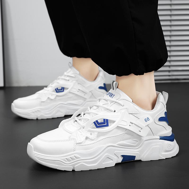 Men's Mesh Thick Soled Casual Sports Shoes Four Season Student Height Increasing Walking Shoes Soft Soled Outdoor Running Shoes