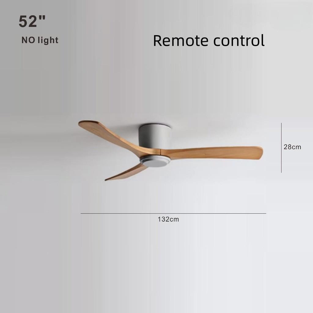 Living Room Bedroom Solid Wood Ceiling Fan Creative Villa Hotel Decoration Fan Nordic Minimalist Variable Frequency Fan