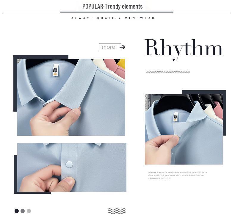 Men's Summer 2026 Seamless Lapel Polo: Mid-aged Casual Solid Color Short Sleeve T-shirt