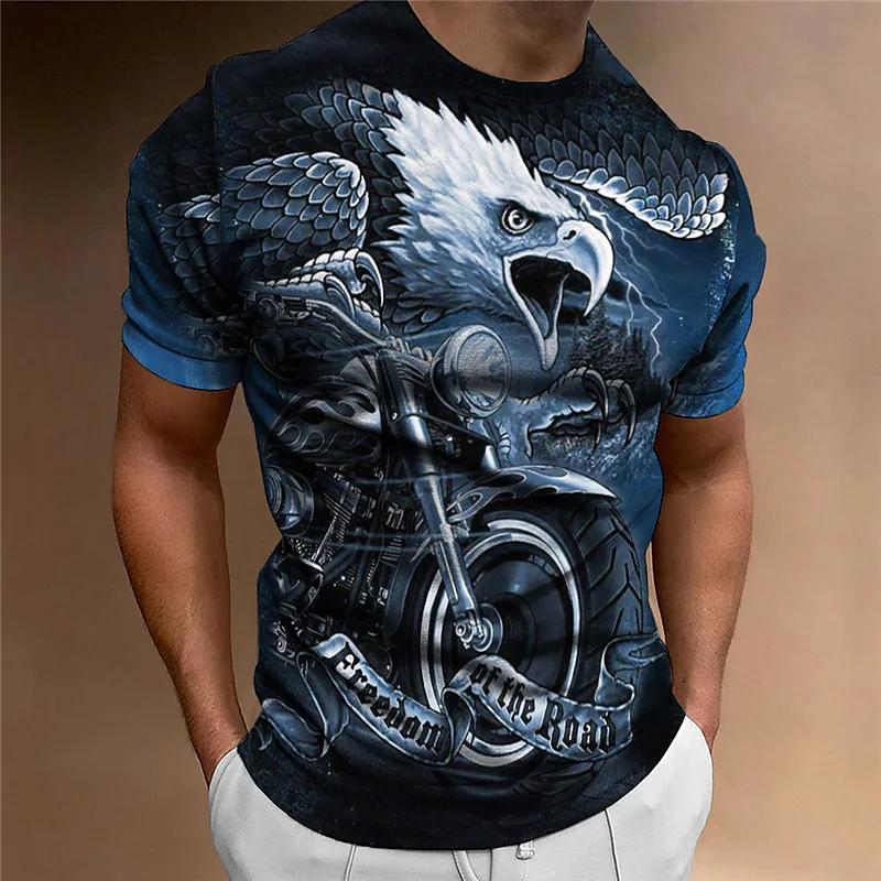 Motorcycle T-shirt Men 3D Print Short Sleeve Vintage Classics TShirt For Mens Street Ride Biker Shirts Tops Oversized Tee Shirt