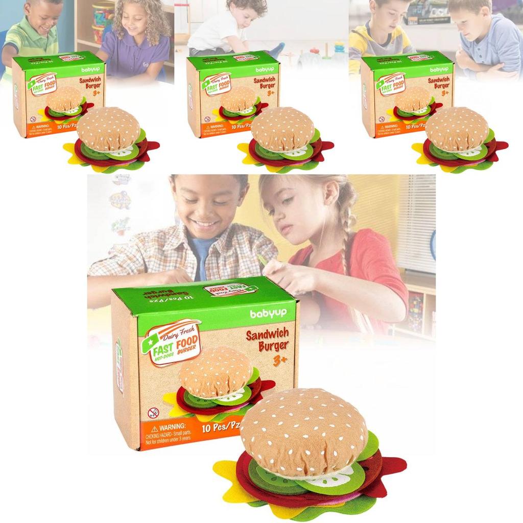 Colorful Diy Felt Burger Toy Set For Creative Play And Imaginative Sandwich Fun