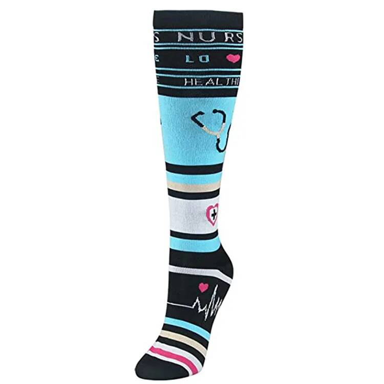 Men Women Ecg Wave Compression Sport Socks Running Socks Compress Stockings Pressure Nylon Long Varicose Veins High Socks