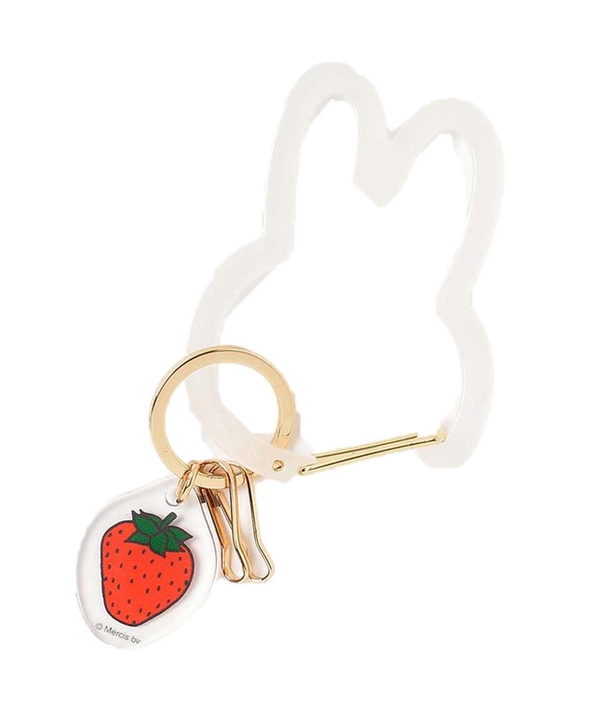 [Bleu Bleuet] Miffy Strawberry Carabiner Charm Keychain (White)