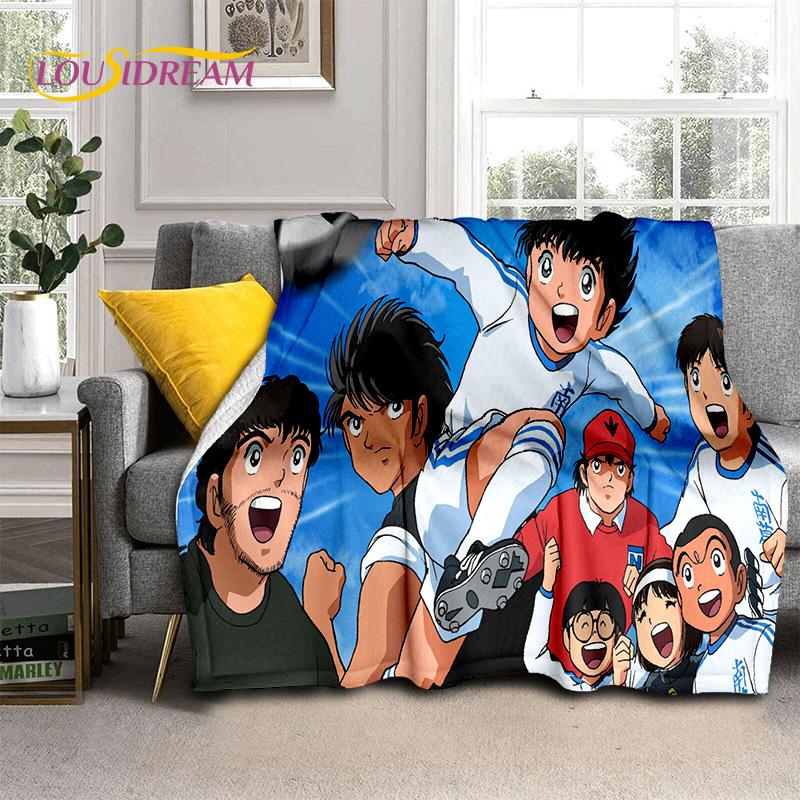 Cartoon Captain Tsubasa Fußball Weiche Flanelldecken, Überwurfdecke Bequeme Decke für Picknick Betten Sofa Zuhause Schlafzimmer Geschenke