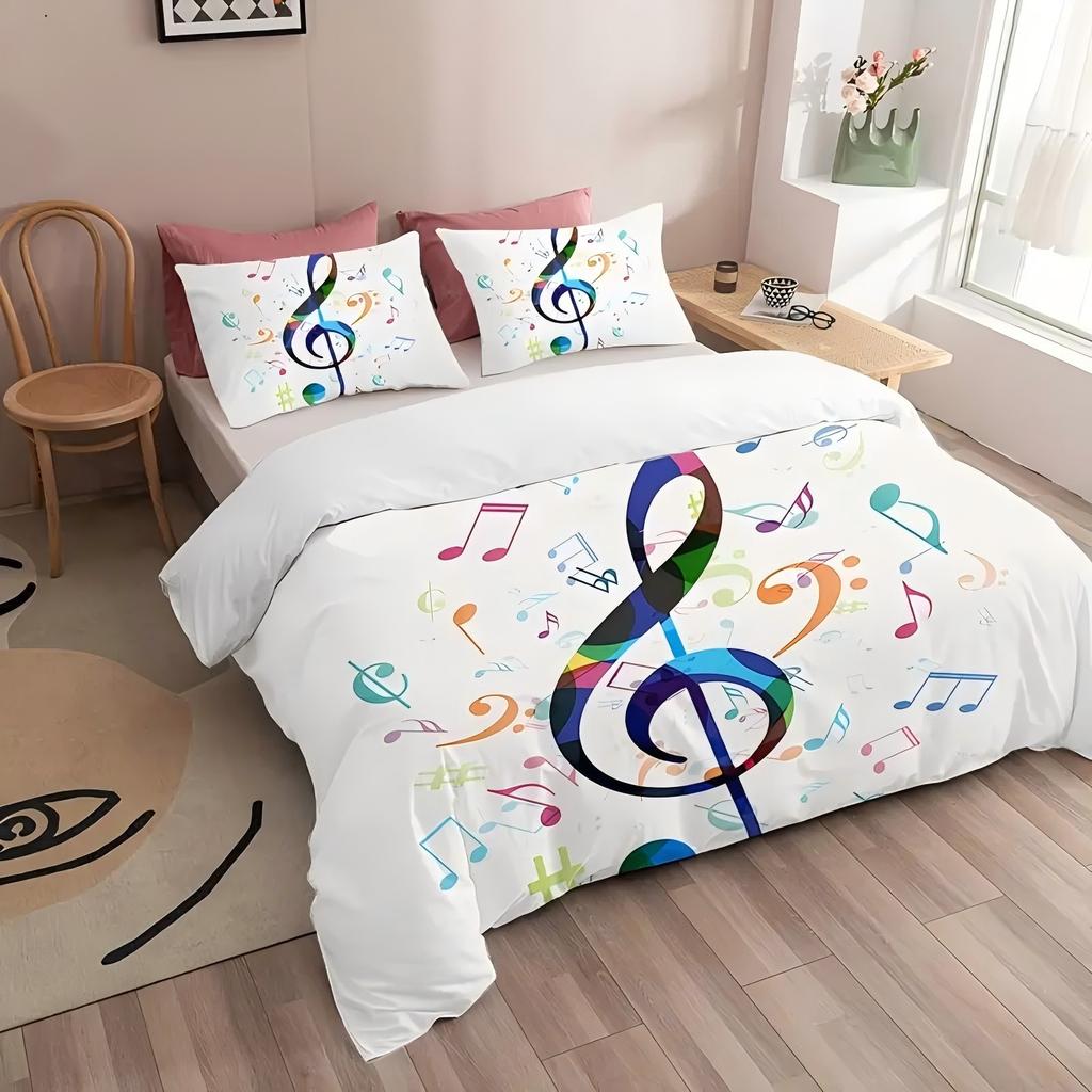 Rainbow Notes Pattern 3D Printed Duvet Cover Set Abstract Art Colorful Style Quilt cover set Soft Comfortable Luxury Bedding Set
