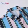 Men's Short Sleeved Shirt with Lake Blue, Black and Pink Stripe Print Shirt for Men Summer Casual Wear