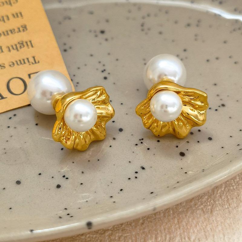 New Able Irregular Shell Style Imitation Pearl Earrings, Suitable for Women's Daily Party Jewelry Gifts