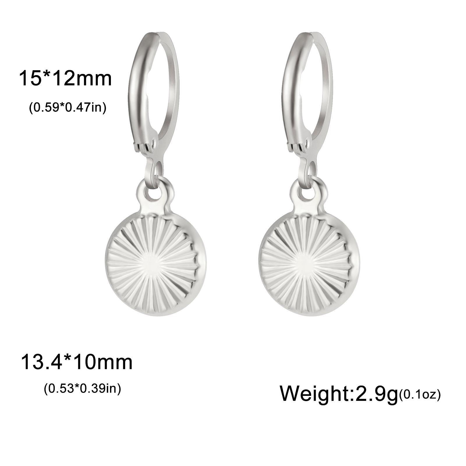 Teamer Starfish Round Rhombus Geometric Earrings Stainless Steel Hoop Earrings Summer Simple Cute Jewelry for Women Girls