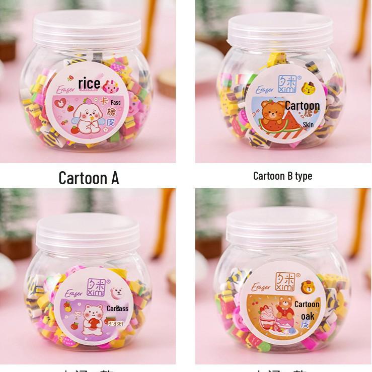 

Cartoon Christmas Mini Animal & Fruit Erasers - Cute Stationery Prizes for Kindergarten Students One Bottle Price [50-60 pieces]