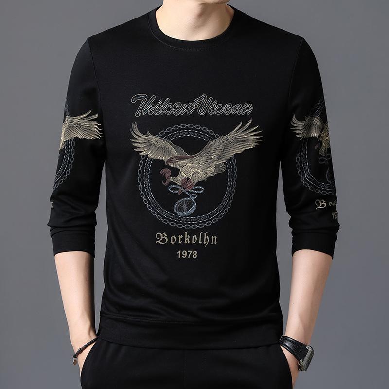 

Мужская осенняя новая мужская футболка, модная повседневная мужская футболка с круглым вырезом и длинными рукавами, молодежная модная универсальная футболка 4XL