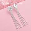 Charming 925 Sterling Silver Exquisite Tassel Rose Flower Earrings for Women Fashion Wedding Jewelry Party Gifts