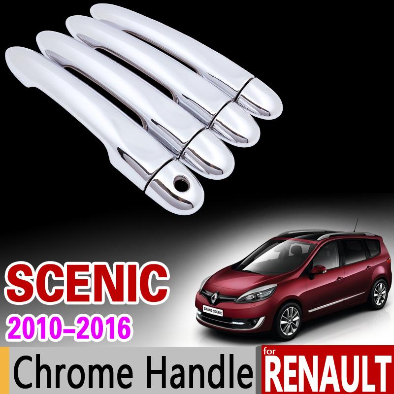 For Renault Scenic III 2010 - 2016 Chrome Handle Cover Trim Grand Scenic XMOD 2011 2012 2013 2014 2015 Accessories Car Styling 3