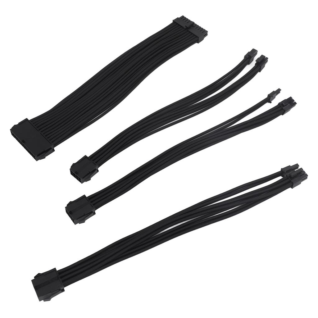 4PCS 18AWG PSU Cable Extension Power Cords 30cm Nylon Sleeved 24 Pin ATX 4+4Pin CPU 6+2Pin PCIE GPU Power Supply