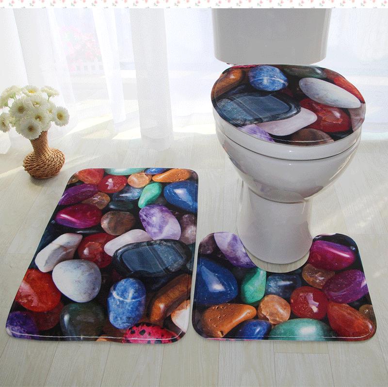 

Комплект из 3-х фланелевых ковриков для ванной с принтом: Впитывающий и нескользящий 45*75cm, 45*40cm, 38*43cm Three-piece Set