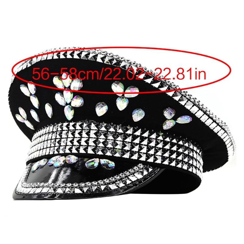 Mit Juwelen besetzte Kapitänsmütze Kristalle Matrosenhut für Disco House Cocktailpartys Urlaub Funkelnde Kristalle für Braut