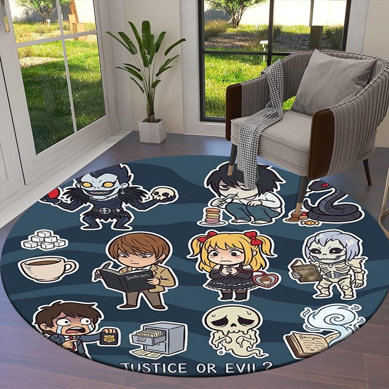Death Note Round Area Rug Carpet Rug For Living Room Bedroom Sofa Playroom Decor Nonslip Floor Mat