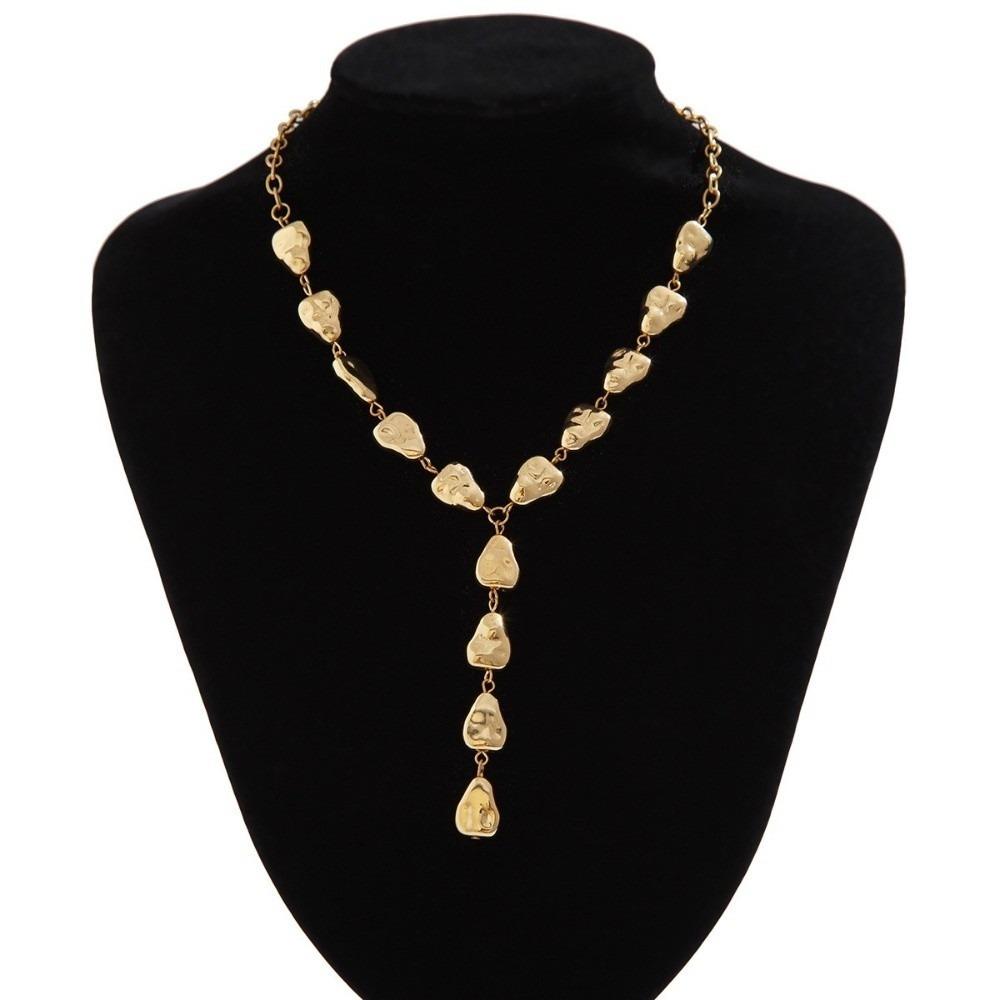 Vintage Irregular Necklace Adjustable Gold/Silver Choker Necklace Imitation Metal Tassels Design Pendant Necklace