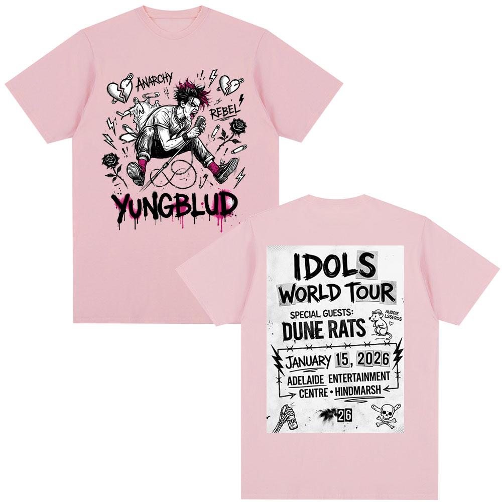 Singer Yungblud IDOLS World Tour 2026 Tshirts Fan Gifts Mens Clothing Fashion Short Sleeves Tshirt Cotton Summer T Shirt Tops