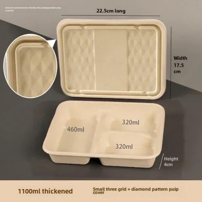 

10 шт. одноразовая разделенная упаковочная коробка для доставки большой емкости многосетчатые бумажные ланч-боксы экологически чистые микроволновые целлюлозы