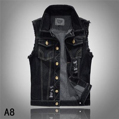 Men's Korean Style Black Slim Fit Denim Motorcycle Vest - Plus Size, Sleeveless, Trendy Youth Jacket