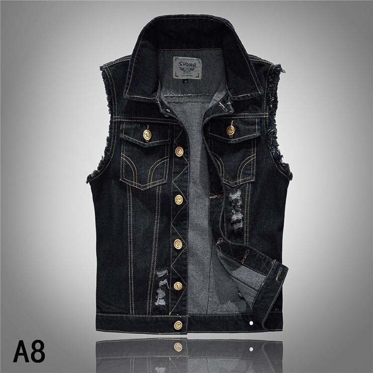 

Men s Korean Style Black Slim Fit Denim Motorcycle Vest - Plus Size, Sleeveless, Trendy Youth Jacket XL чорний