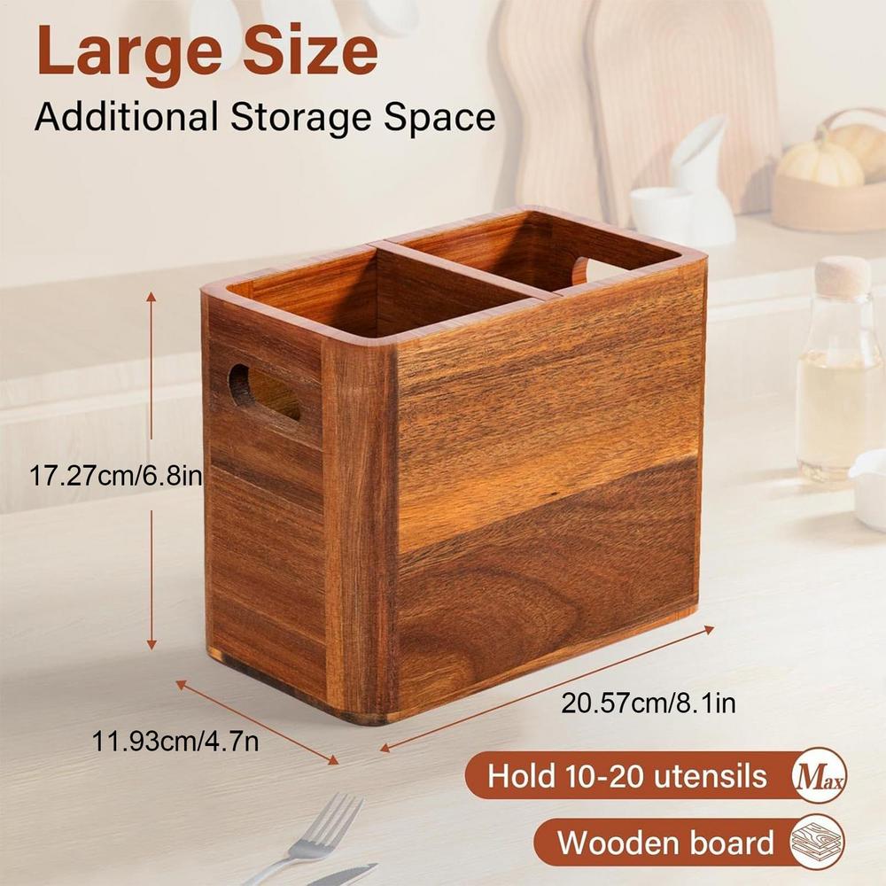 

Utensil Holder For Kitchen Counter Wooden Silverware Organizer Rack Cutlery Silverware Stand For Home Apartment RV Party