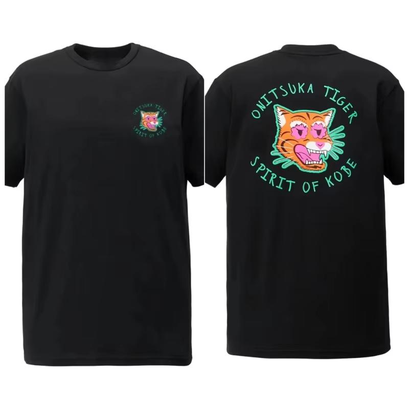 

2025 Новая футболка Onitsuka Tiger Женская Мужская Повседневная Хлопковая С Коротким Рукавом Милый Принт Тигра Свободный Крой Уличная Одежда Самая Продаваемая S