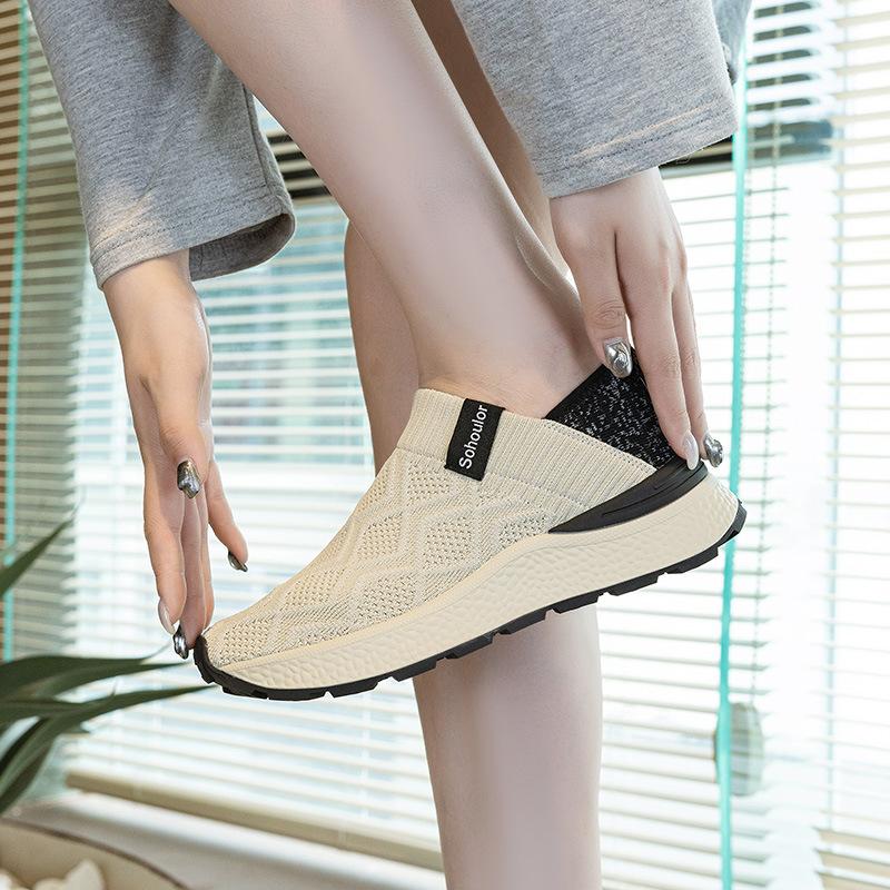 2025 versatile autumn new breathable non-slip one-pedal fly-woven shoes soft-soled casual single shoes women's flat shoes