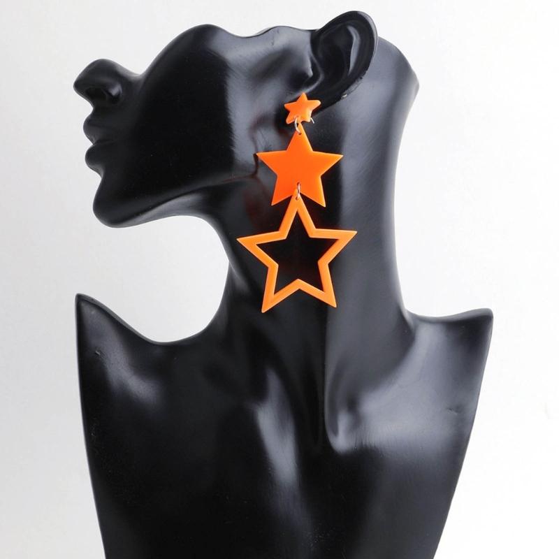 Star Earrings for Women Neon Color Hollow Star Dangle Earrings Sparkle-Star Drop Earrings Jewelry Gift Valentines Day