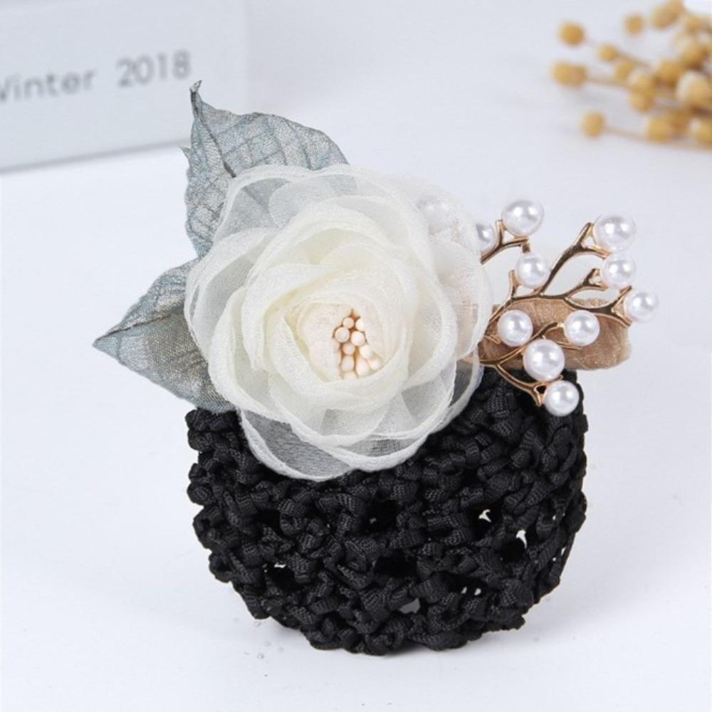 

Korean Style Flower Snood Spring Clip Bun Snood Ponytail Clip Pearls Crochet Bun Net Hairgrips Cover Net Hair Accessories
