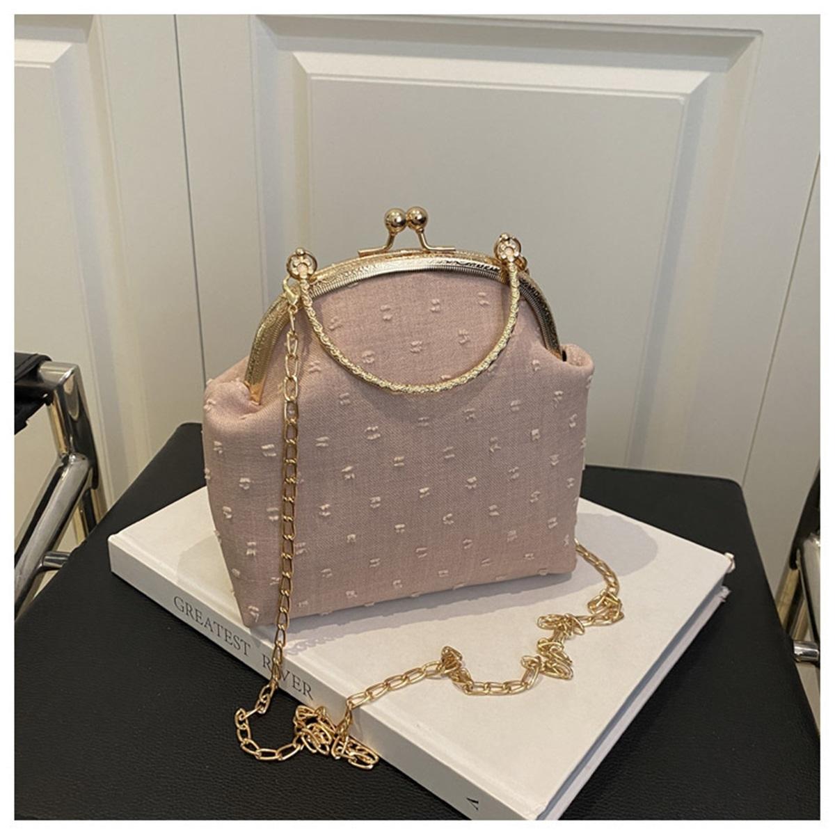 

Мода Индивидуальность Стильный Простой Женская Простая Текстура Замок Цепь Вечерняя Сумка Через Плечо розовый