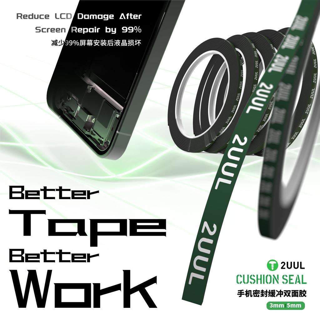 2UUL Double-sided Tape Green Foam Black Tape Edge Screen Frame Glue Strong Stickiness Multifunctional For Phone Repair