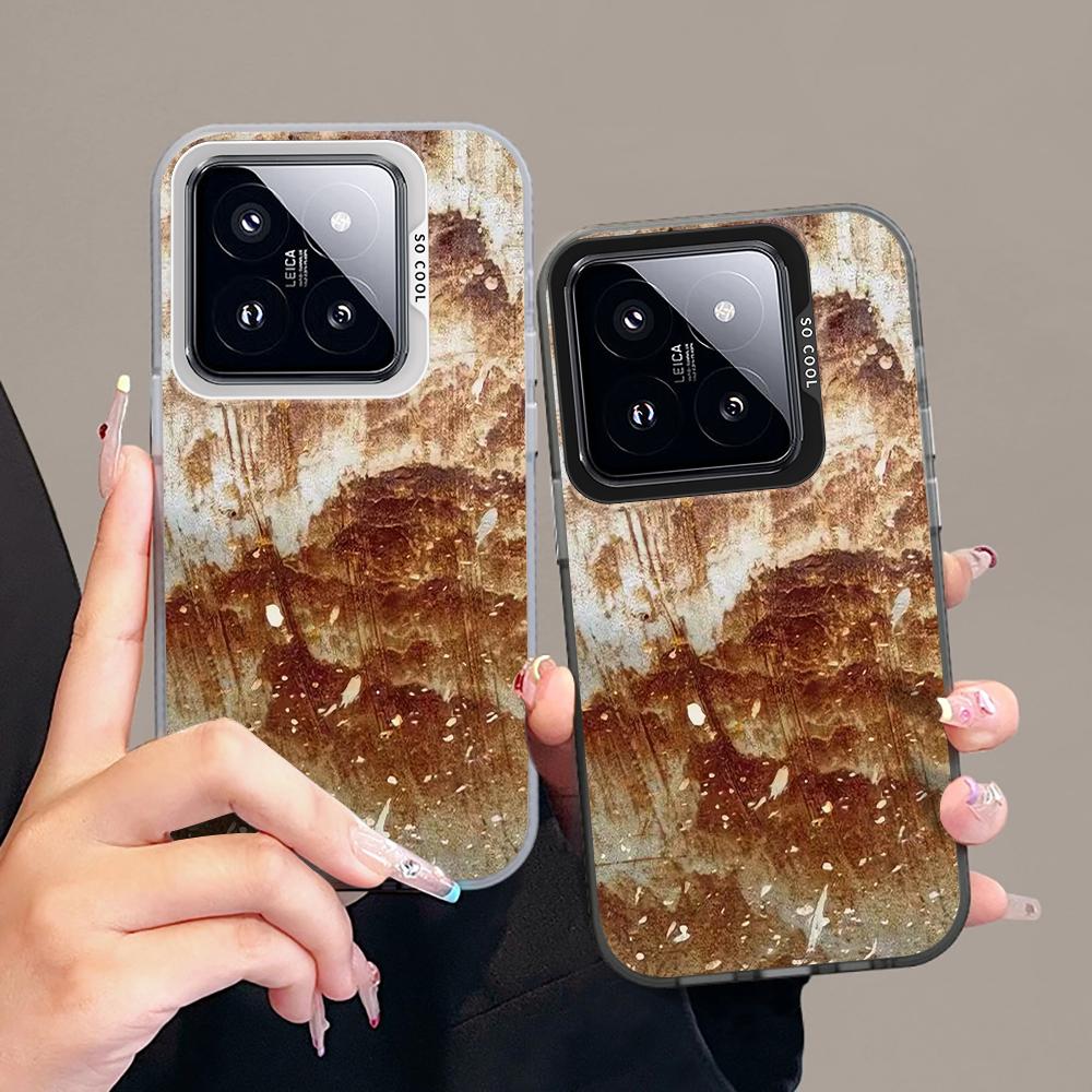 Rust Effect Distressed Cool Phone Case For Xiaomi 17 Pro Max 15 T Pro 14 T Pro 13 Pro 12 Pro Mi 11 Lite 5G IMD Shockproof Cover