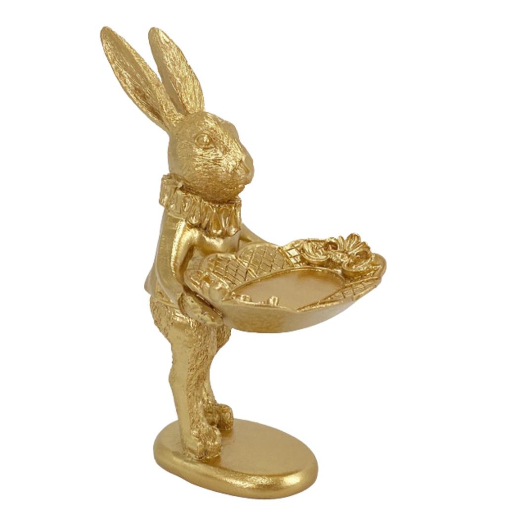 Akaaka Rabbit Ornament Accessory Antique Entryway Rabbit Jewelry Case Tray, Style, Gold, Decoration, (Standing)