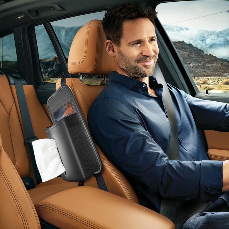 

Car Tissue Holder Leather Car Paper Dispensers Seat Side Organizer With Mesh Net Pockets Interior Accessories Storage Bag For CHINA