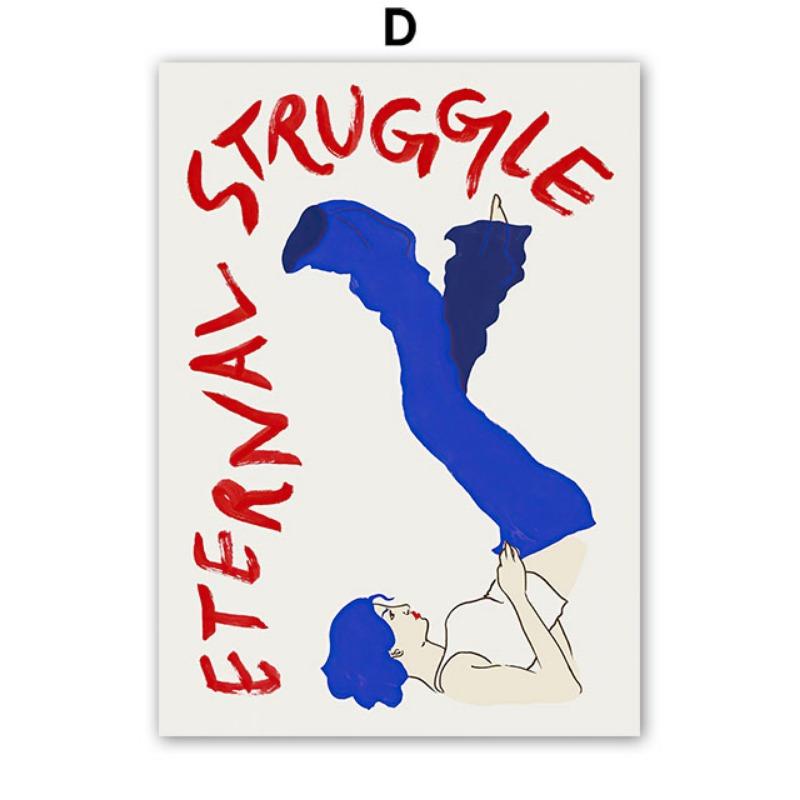 Girl Dance Coffee Wine Dog Flower Leaf Geometry Wall Art Canvas Painting Abstract Posters Prints Pictures For Living Room Decor