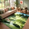 Rugs Teal Mist Forest Tiered Waterfall Rug Carpet Mat Non-Slip for Living Room Bedroom Serene Home Decor