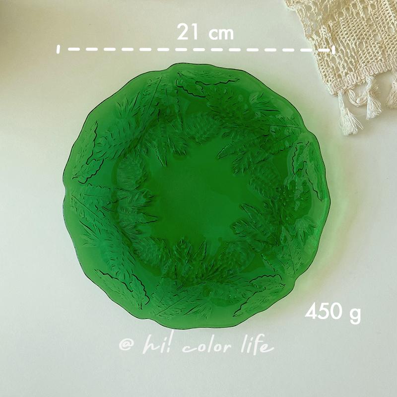 

Столовая посуда Бытовая тисненая стеклянная тарелка с изображением растений и цветов Корейская ретро-изумрудная коммерческая фруктовая салатница Необычная кружевная круглая плоская миска