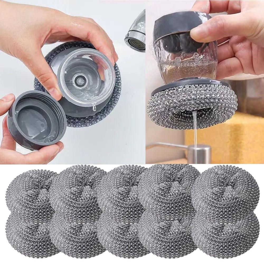 5Pcs Press Type Dish Cleaning Brush Creative Soap Dispensing Dishwashing Tool Kitchen Accessories