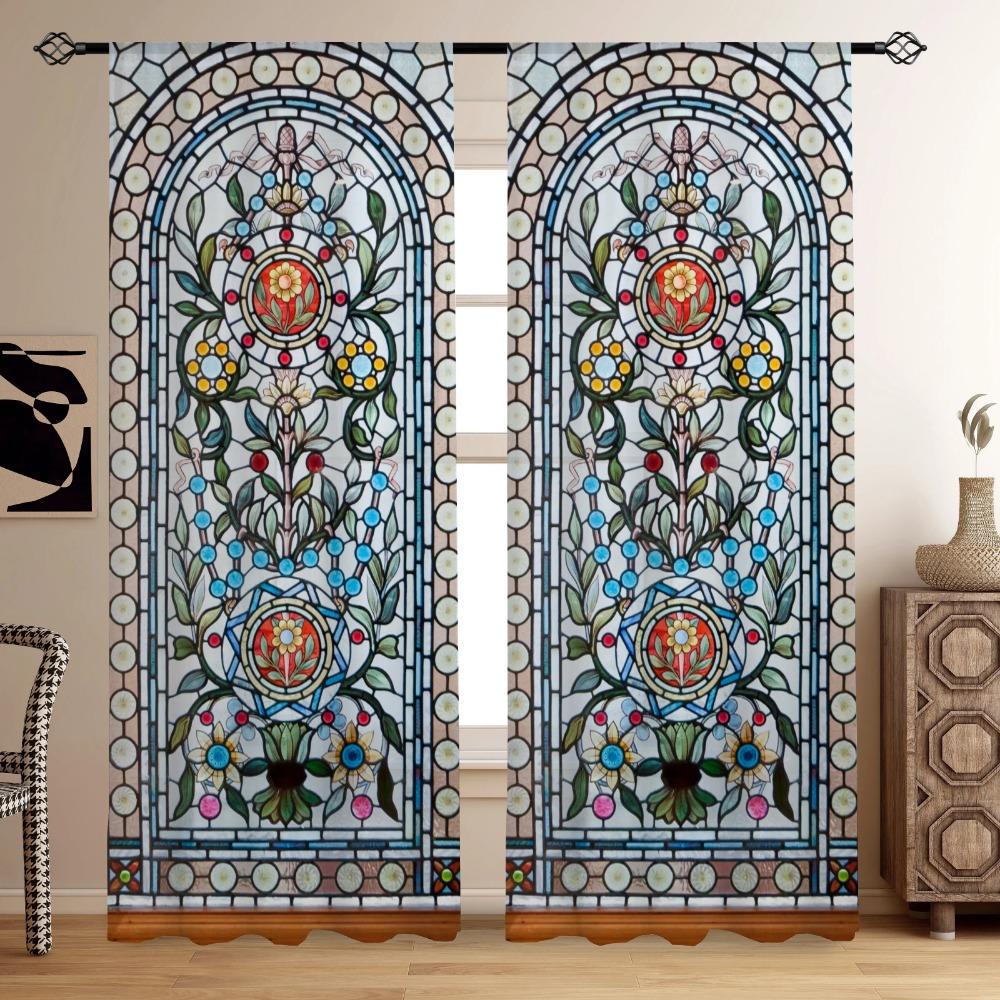 Moroccan Style Vintage Farm Wooden Barn Door Girls Window Curtains For Kids Bedroom Living Room Bathroom Kicthen Door Home Decor