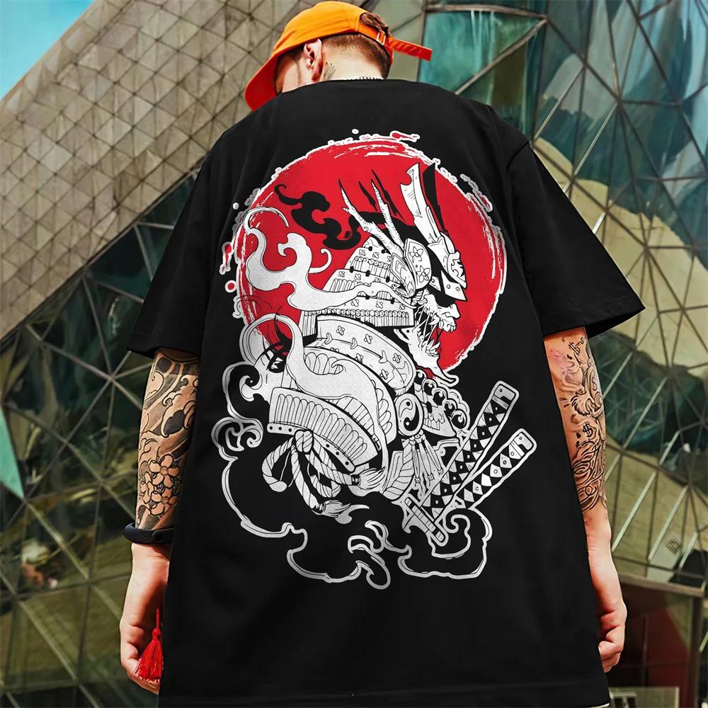 New Men's T-Shirt 3d Bushido Print Short Sleeve T-Shirt For Men Retro Street Trend Man Clothes Oversized Loose Tees Hip-Hop Tops