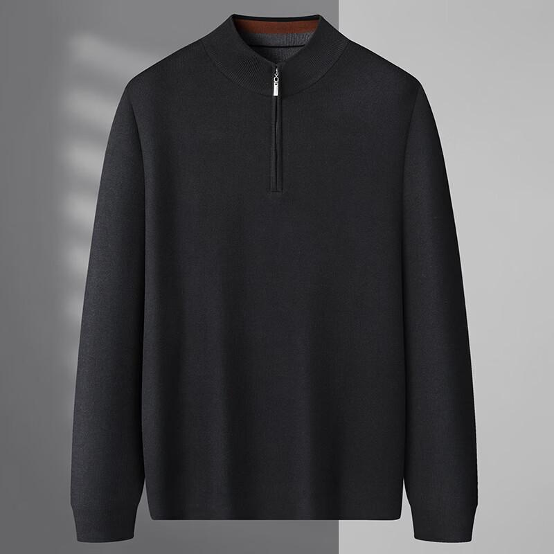 Men s Plus Size Half-Zip Turtleneck Wool Blend Sweater 4XL